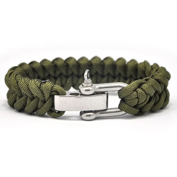 

Adjust stainless steel Buckle Braided Outdoor Rescue Paracord Bracelets Parachute Cord Men Emergency Rope ArmyGreen