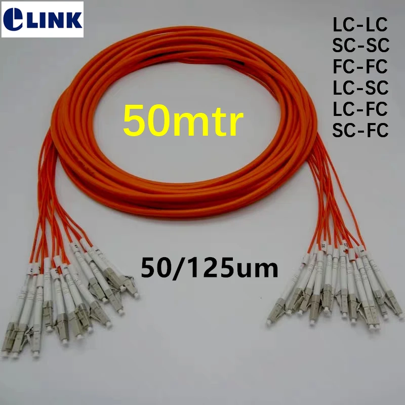 

12 core 50M Patchcord LC-LC SC-SC LC-SC FC-FC LC-FC SC-FC MM 50/125um ftth Breakout 2.0mm LC SC FC optical fiber jumper ELINK