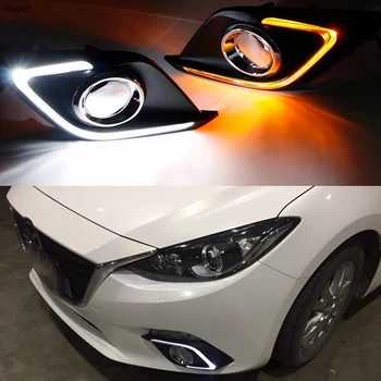 

CSCSNL 1 set For Mazda 3 Axela 2014 2015 2016 with yellow turnning signal Waterproof ABS 12V Fog Lamp DRL Daytime Running Light