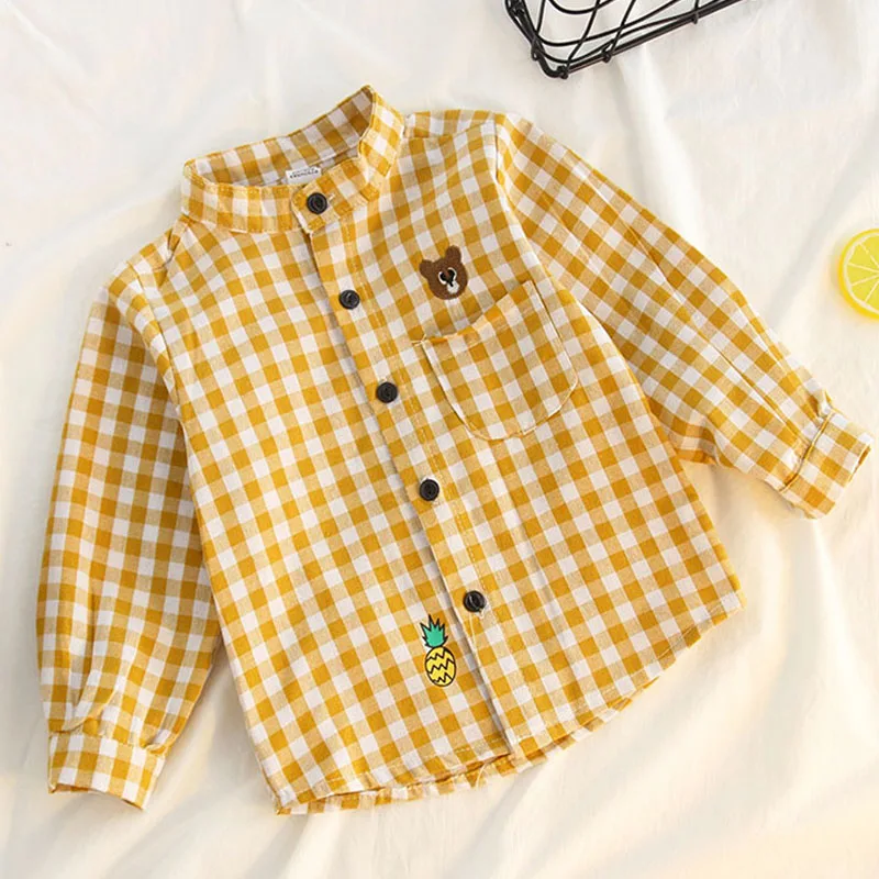 

High Quality Baby Boy's Shirts Fashion England Style Children 100% Cotton Casual Shirts Toddler Kids Plaid Shirts For 1-5 Years