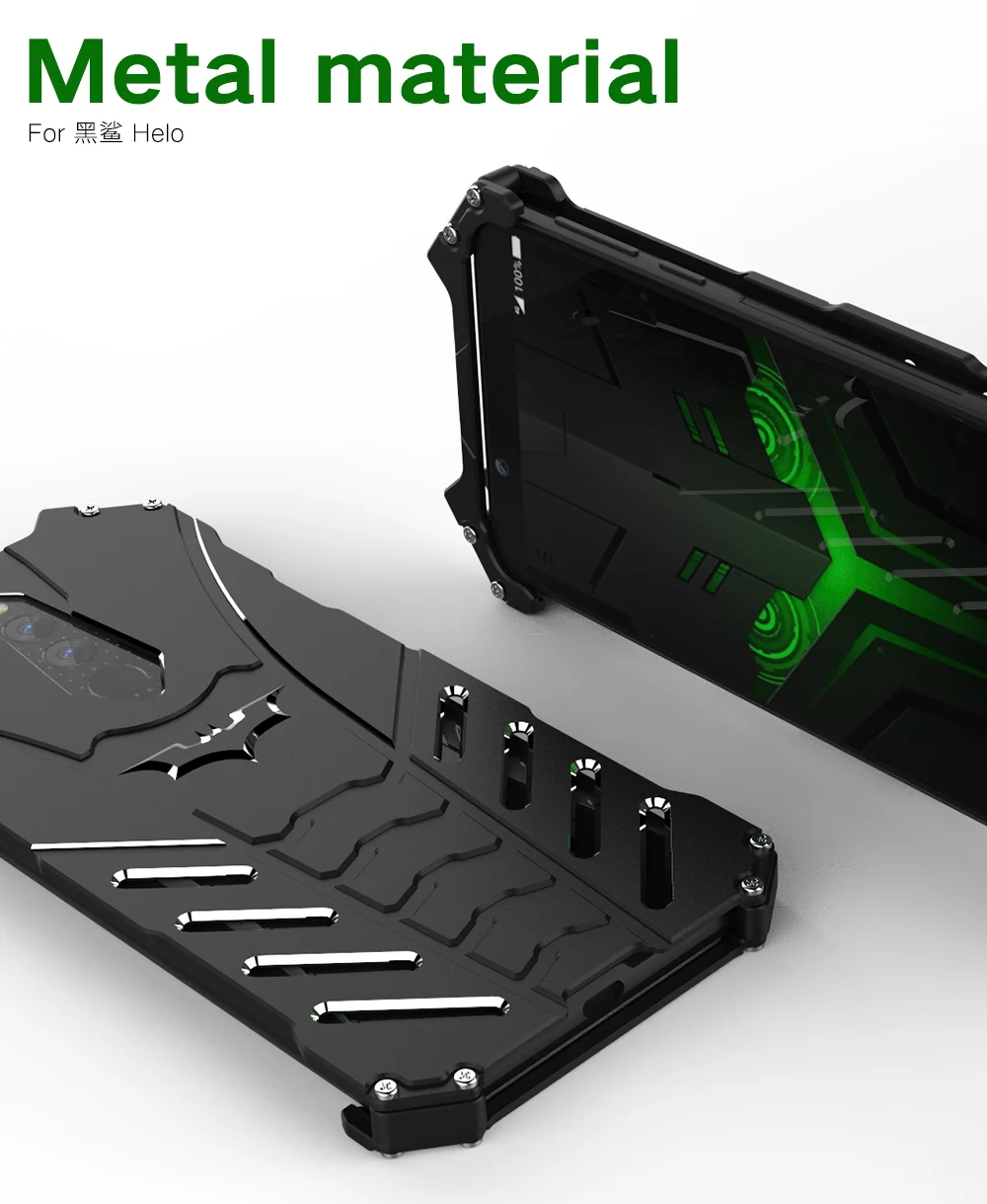 Для XIAOMI черный чехол с акулой R-JUST Бэтмен Броня Алюминиевый металлический для Xiaomi Black shark HELO чехол противоударный чехол 5,99"