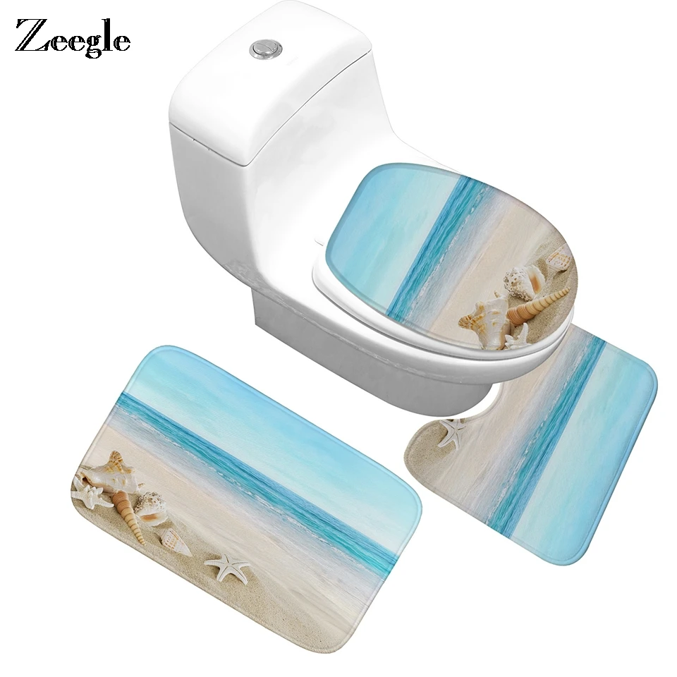 

Zeegle Bath Mat Bathroom Carpet Anti-slip Shower Rom Floor Mat Toilet Bath Mat Set Memory Foam Absorbent Toilet Mat Bathroom Rug
