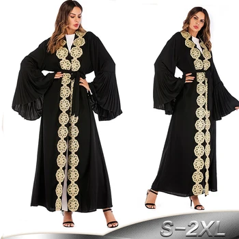 

Black Abaya Dubai Kaftan Floral Hijab Muslim Dress Qatar Abayas For Women Caftan Jilbab Robe Musulmane Turkish Islamic Clothing