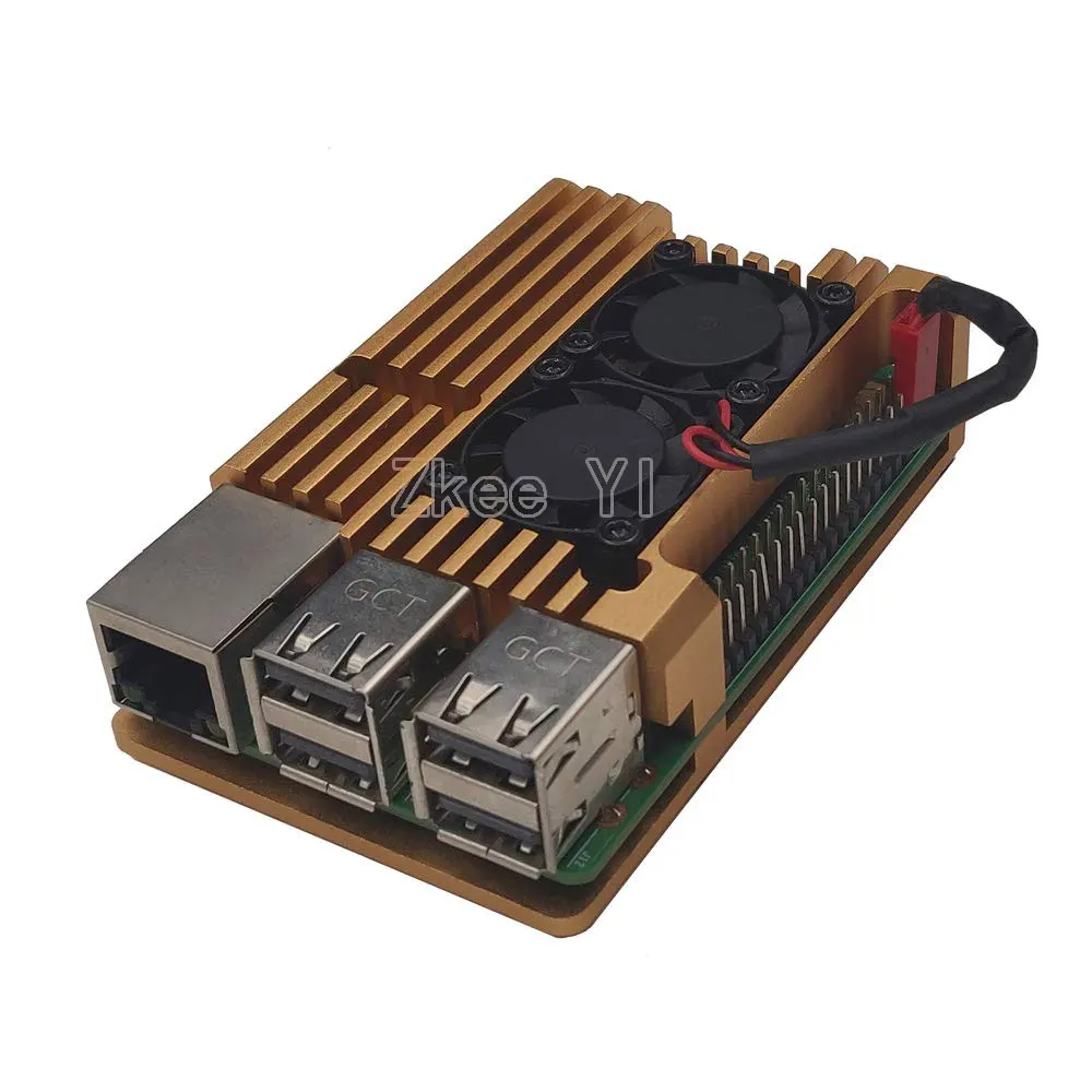 Comprar Carcasa de aleación de aluminio con ventilador doble disipador térmico para Raspberry Pi 3 4 Modelo B, Pi 3 B +, Pi 2 Modelo B