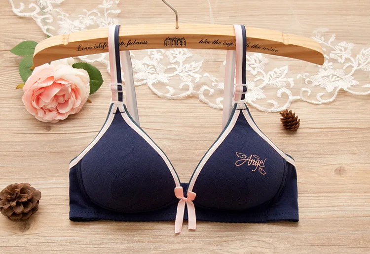 

A Cup Cotton Puberty Girl Underwear Pure Color Letter Printed Training Bras for Girl Soft Wire Free Adjustment Bra Kids Clothing