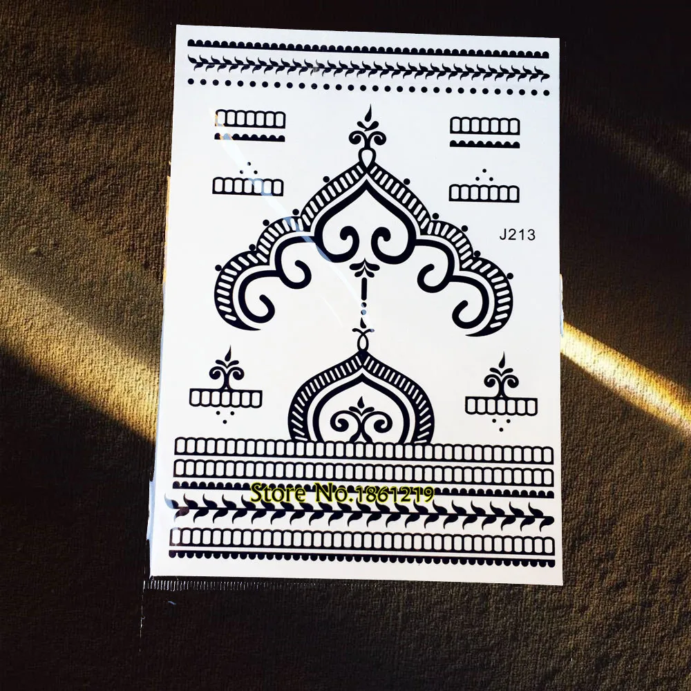 Unik Tahan Air Hitam Henna Gelang Stiker Tato Stiker Untuk Wanita