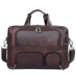 Для мужчин путешествия Duffles выходные сумки из коровьей кожи Бизнес 17 "ноутбук большой Ёмкость путешествия файл Винтаж Повседневное сумки