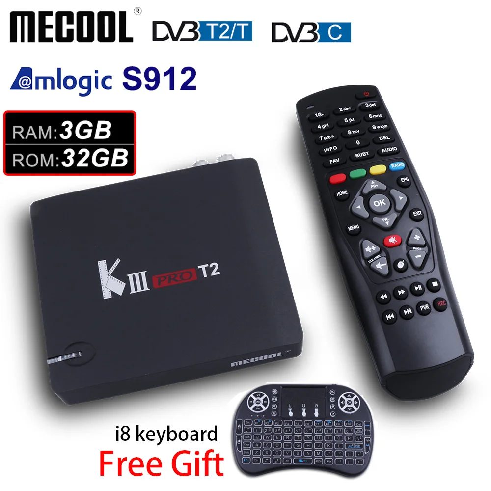 

MECOOL KIII PRO DVB-T2 Android 7.1 TV Box 3GB 32GB ROM Amlogic S912 Octa Core 2.4G/5G WiFi 4K Media Player Smart Android TV Box
