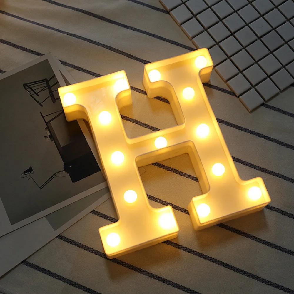 Alphabet LED Letter Lights Light Up White Plastic Letters Standing Hanging A-M& muqgew For Baby Bedroom Decoration Kids Gift