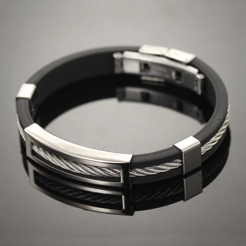 Wholesale New Fashion Jewelry Men's Stainless Steel Silicone Bracelets ...