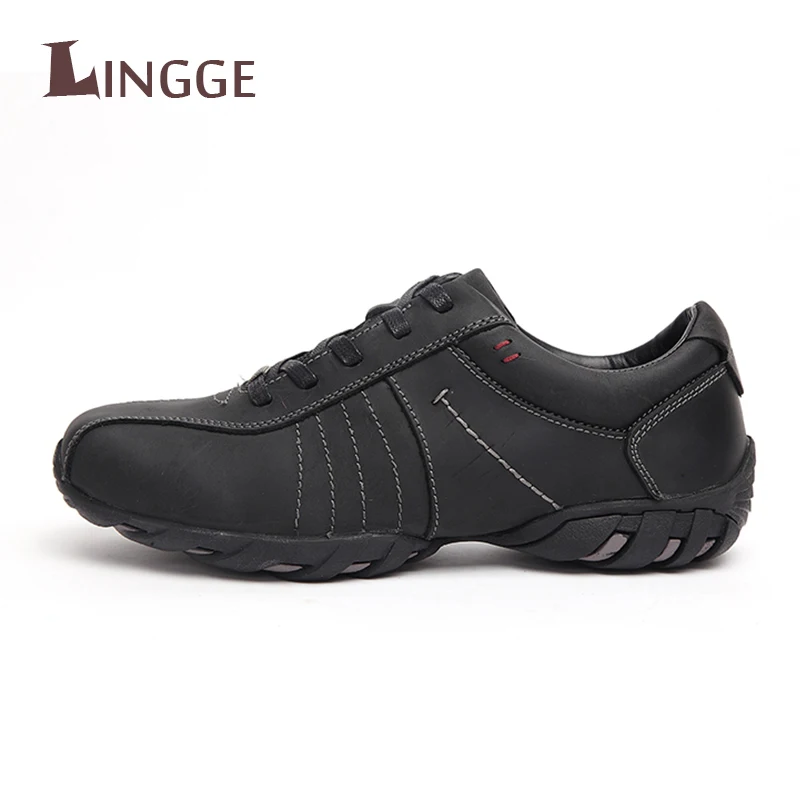 

2018 Brand Handmade Genuine Leather Men Shoes Casual Fashion Men Flats Non-slip Design Comfortable Lace-up Men Working Shoes