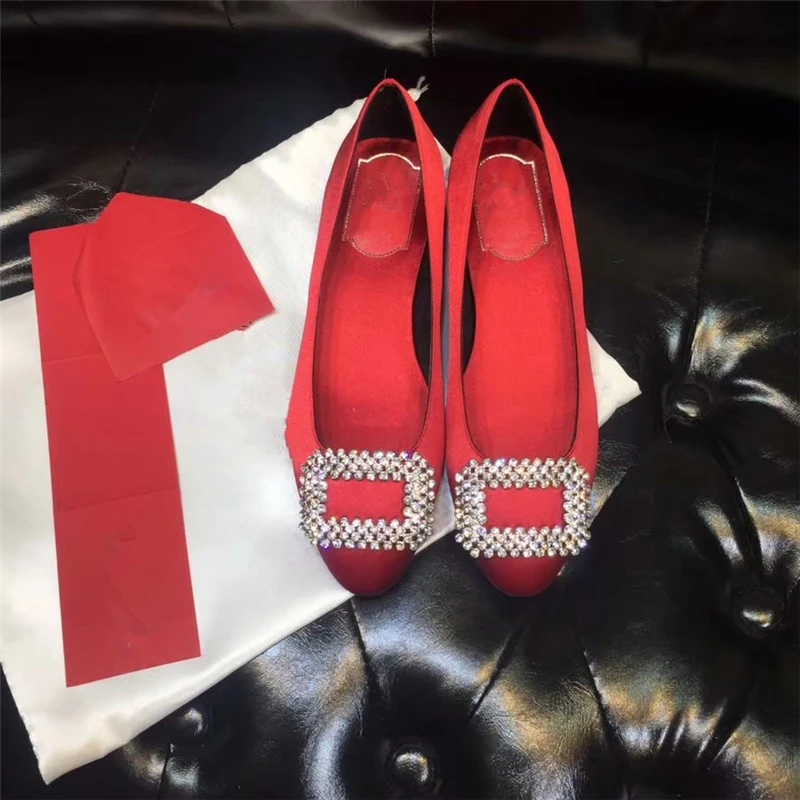 

Luxury Design Silk Women shoes Fashion Crystal Buckle Decor Square Toe Slip On Casual Shoes Street Style Party Wedding Shoes 40