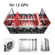 Crypto Coin Open Air Mining Frame Rig Graphics Case ATX Fit 12 GPU Ethereum ETH ETC ZEC XMR Magnalium Alloy 12cm Fans