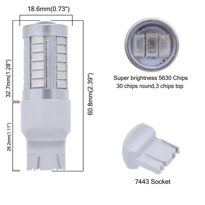 KaTur 2шт 7443 7444NA 5630 33 SMD красный 900 люмен супер яркий светодиодный стоп сигнал с