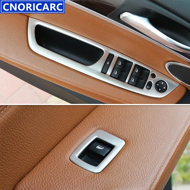 

Door Armrest Widow Glass Lifter Button Frame Decorative Cover Trim For BMW X5 E70 X6 E71 Stainless Steel Car Strip