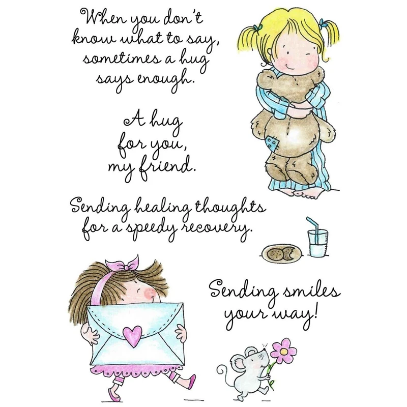 

FXL Little Girl Send Hugs Transparent Clear Silicone Stamp/Seal for DIY scrapbooking/photo album Decorative clear stamp