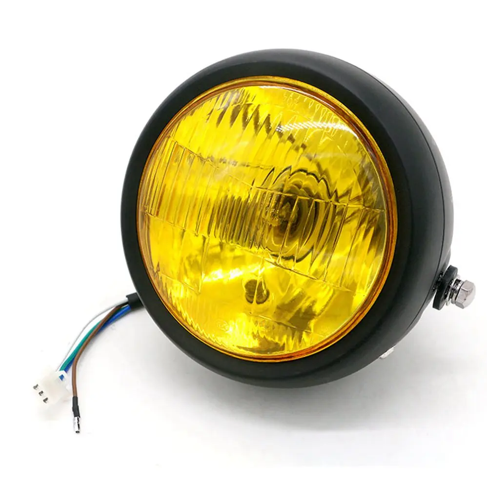 

Motorcycle Headlight Black Metal Retro Halogen Front Light 12V Fits For CG125 GN125 CB CL Yamaha Suzuki Cafe Racer