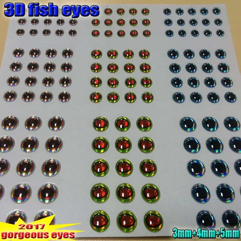 

2017 hot 3d fishing lure eyes mix 3mm4mm5mm fly eyes total 552pcs/lot high quality fish eyes