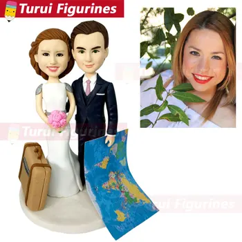

wedding couplue travel figurines cake topper decorations Personalized Dog Figurines people figurines animal sculpture statuette