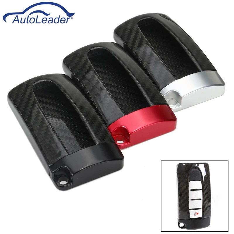 

Real Aluminum Base Carbon Fiber Sliver Red Remote Key Fob Case Shell Cover For Nissan For Infiniti Nissan Altima Juke XTrail