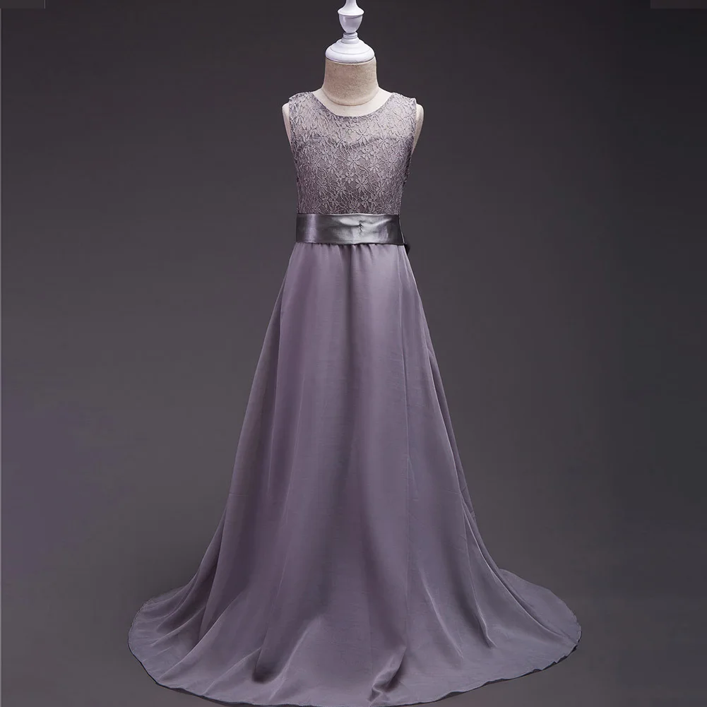 

NEW Children clothing dresses sexy wedding long lace breast Hollow girls princess dress beautiful kids 4-14Y