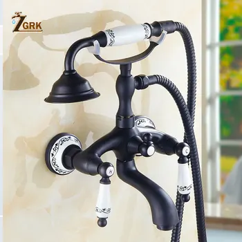 

ZGRK Bathtub Faucets Brass Bathroom Faucet Mixer Tap Wall Mounted Bath Faucet with Hand Shower Shower Set