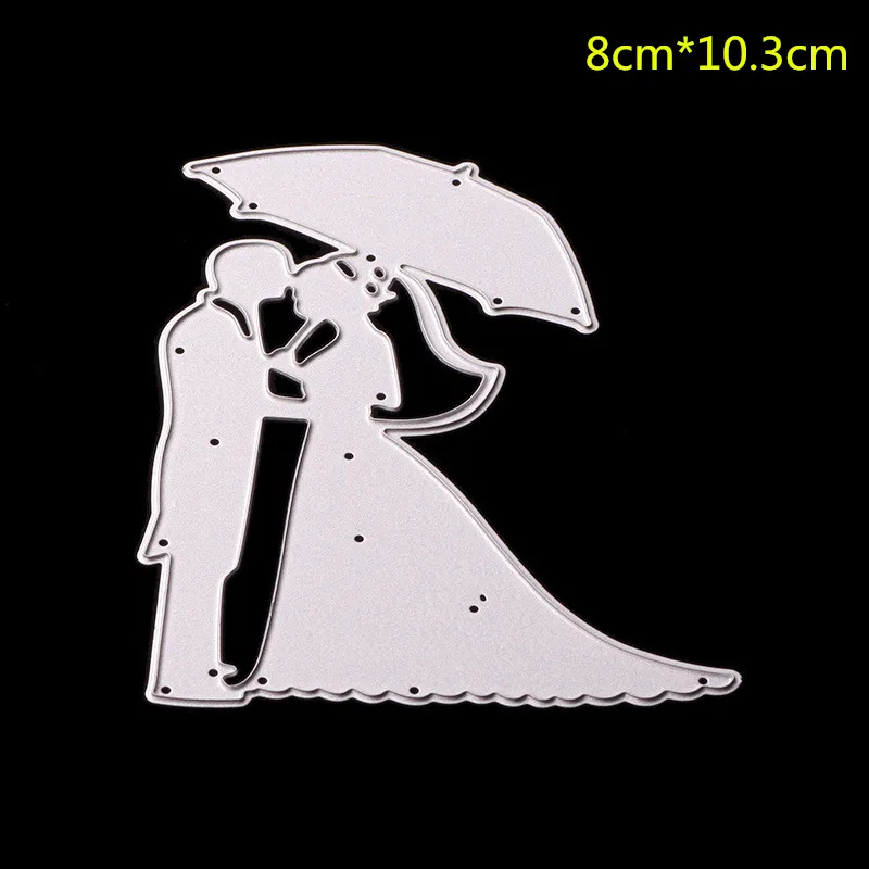  Wedding Couple Lovers Kiss Under Umbrella Metal Cutting Dies For Scrapbooking Wedding Album Invitat - 32891840606