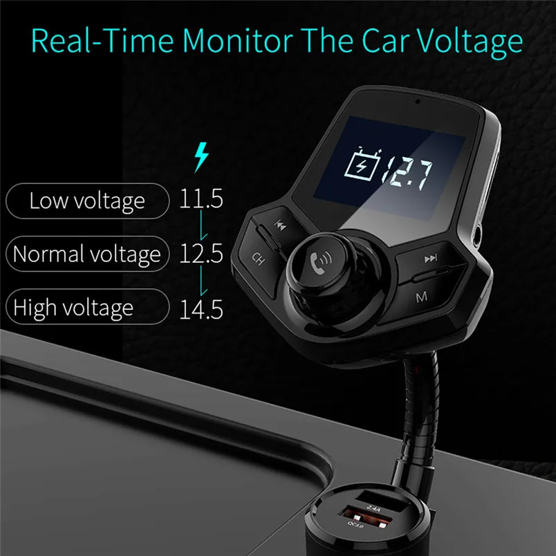 Wireless Bluetooth FM Transmitter Handsfree MP3 Player Radio Car Kit Bluetooth V4.2 Car MP3 Player Support TF Card U disk 30NT29 (1)