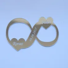 30 шт на заказ 10 см символ бесконечности акриловые зеркальные бирки памятный знак идеи свадебной вечеринки персонализировать Декор сувениры