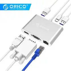 ORICO Тип-C док-станция для ноутбука Тип-C VGA HDMI RJ45 Тип-C Тип-конвертер Поддержка PD Multi Функция для MACbook PC