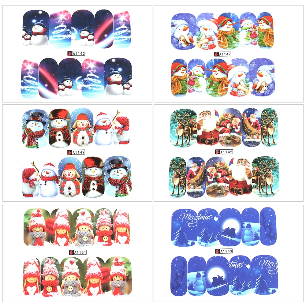 

Nail sticker art decoration slider Christmas Style adhesive design Water decal manicure lacquer accessoires polish foil