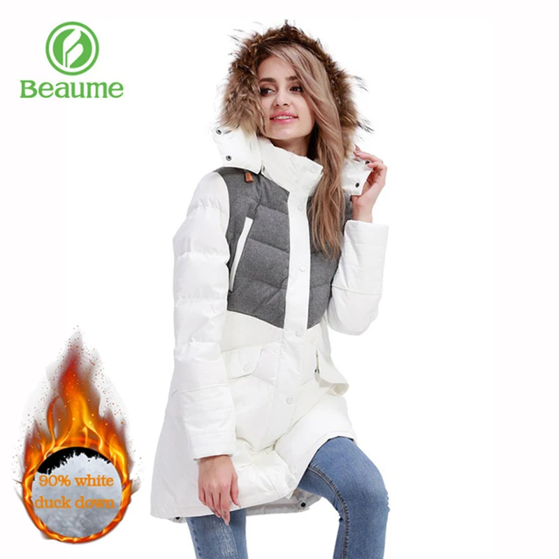 

Beaume Womens' Long and Thickened Hiking&Camping Hooded Thick Sports Waterproof Down Jacket Coats and Jackets Women 64256 White
