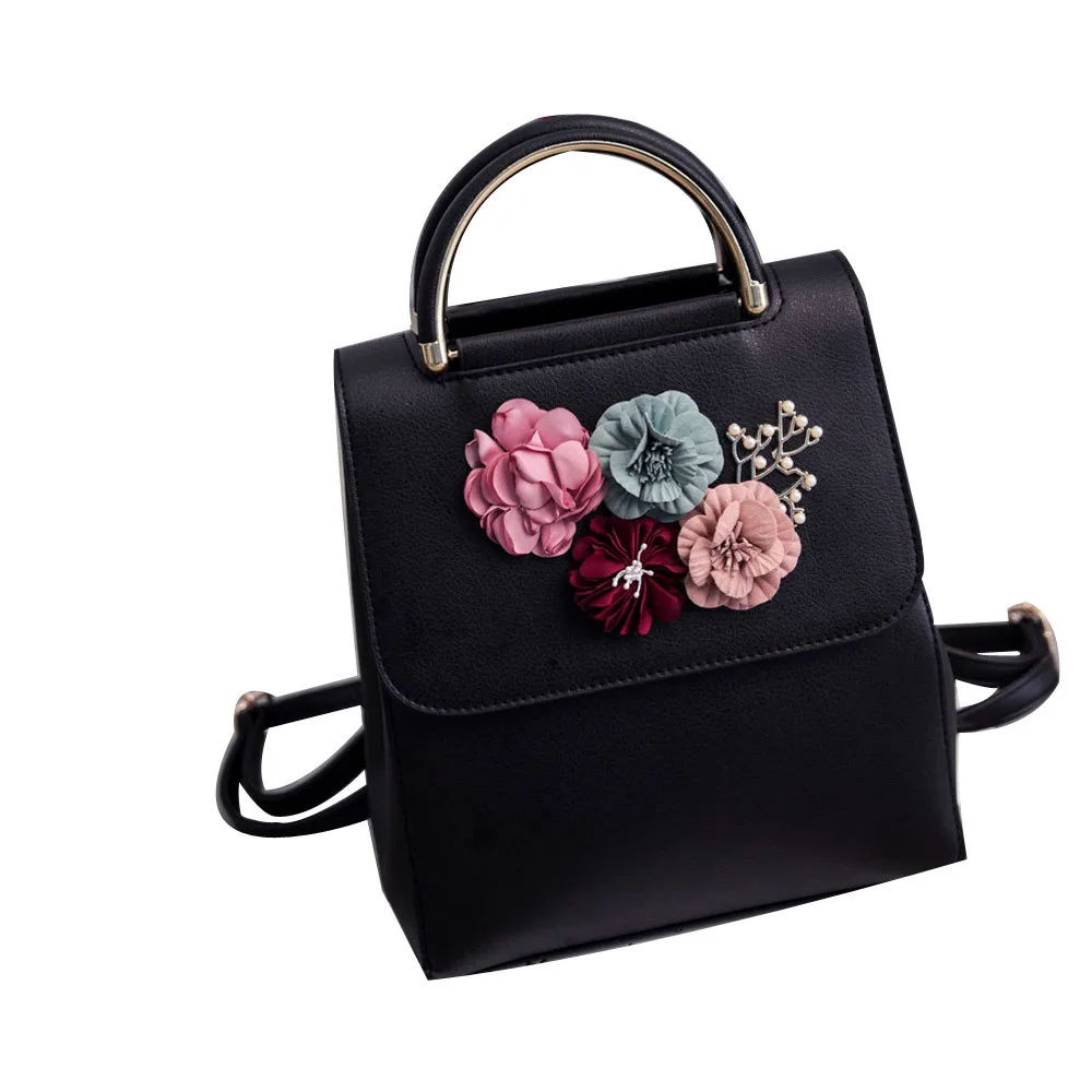 

2018 Fashion Women Floral Backpack Leather Shoulder Bag with Lnclined Shoulder Bag leather bag shoulder bags