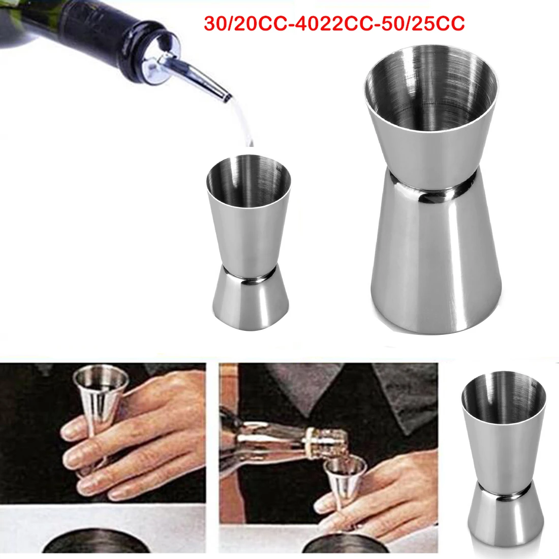 Cozihom Stainless Steel Measuring Cup, 2.5 Oz, 75 Ml, 5 Tbsp, Cocktail Jiggers, Pack Of 2