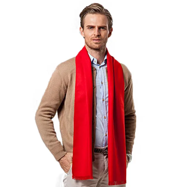 Buy FS European Solid Color Men Red Scarf Brand
