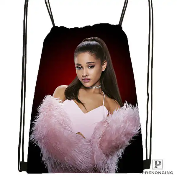 Drawstring Backpack Пользовательские Ариана Гранде(30) Drawstring сумка-рюкзак милый рюкзак дети сумка(черный назад) 31x40 см#180531-03-70 - Цвет: Drawstring Backpack