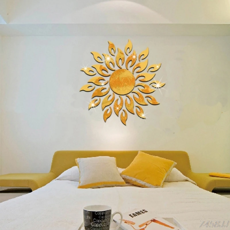 DIY 3D блестящее зеркало от солнца наклейка на стену акриловые обои домашний декор