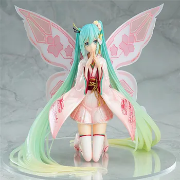 

22cm Amine Hatsune Miku Racing Miku Fairy Action Figures PVC Butterfly Statue Hatsune Miku Figure Toys Dolls Figurine Model