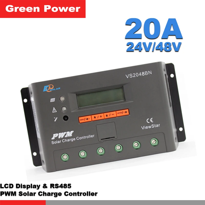 

VS2048BN 20A 12V/24V/36V/48V Solar charge regulator,epsolar solar regulator LCD display with RS485 remote control in PC