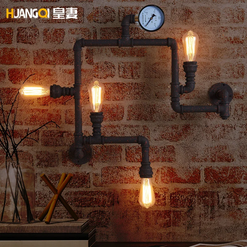

American village lighting industrial wind cafe bar lamp decoration retro iron pipe wall
