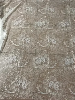 

\Fast Delivery Embroidered sat-51118 sequins African lace fabric with super quality for sewing