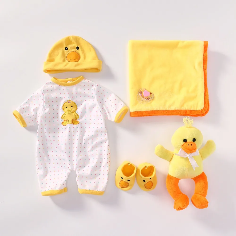 NPK милые модные комплекты одежды куклы платье принцессы для 22 дюймов Reborn Baby с маленькой желтой уткой одежда