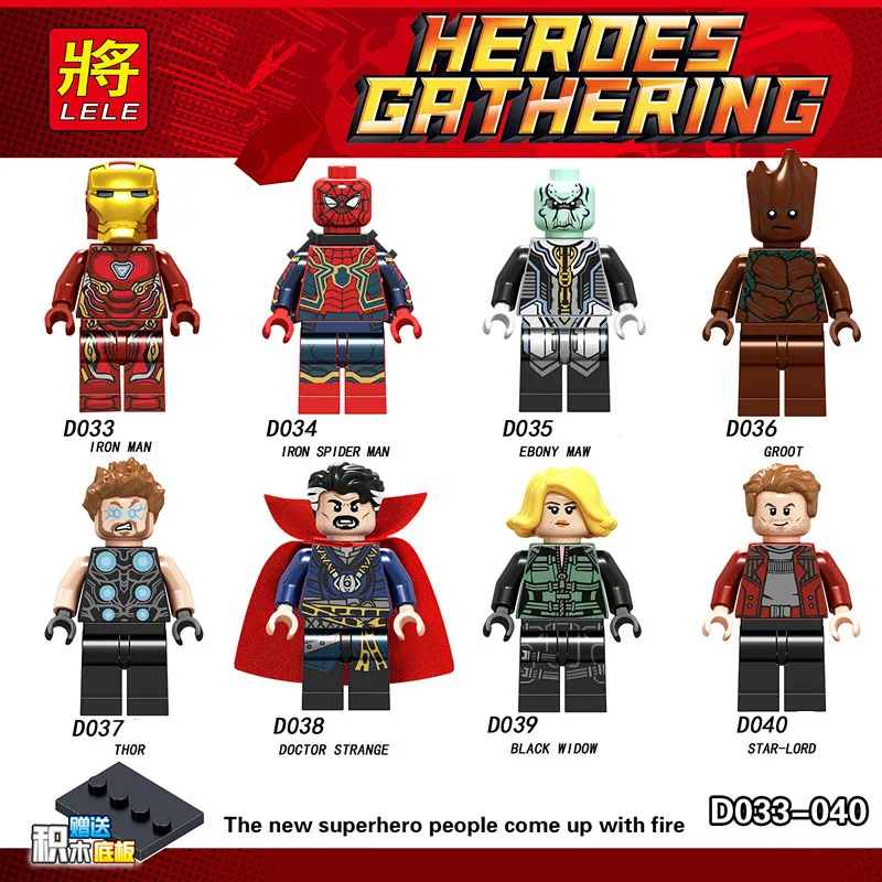

Building Blocks Iron Man Doctor Strange Ebony Man Black Widow Star-Lord Super Heroes Collection Children Toys Gifts D033-040