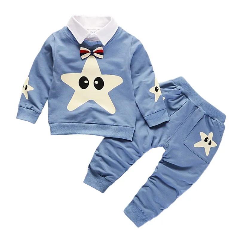 Baby Girl Clothes Newborn Clothes 2018 Autumn Cotton Star Leisure Long Sleeved Set Orange Sport