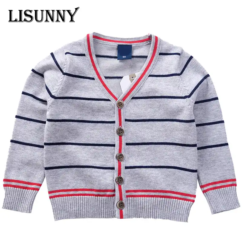 V-Neck Knit Baby Sweater Winter Infant Boys Cardigan Long Sleeve Warm Clothing for Boy