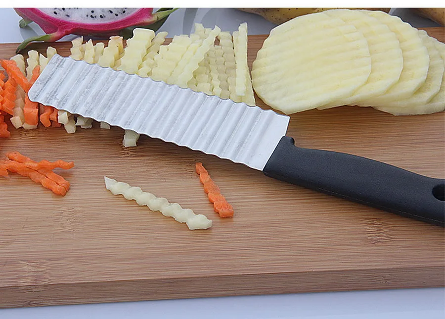 

by dhl 500pcs high quality Potato French Fry Cutter Kitchen Accessories Slicing Banana Fruits Potato Wave Chopper
