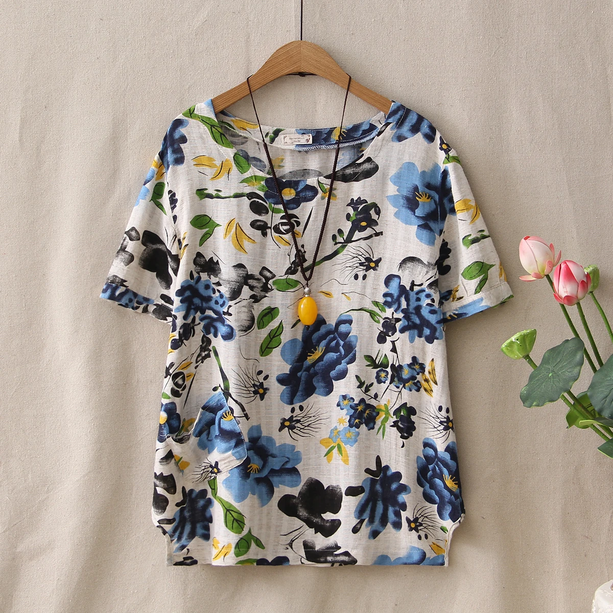 Повседневный женский топ из хлопка и льна свободные футболки женская летняя