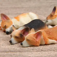 Diy Kawaii Corgi Dog Miniatures Figurines Resin Cute Small Corgi Model Kids Gift Refrigerator Doll NO Magnetic Stick Ornaments
