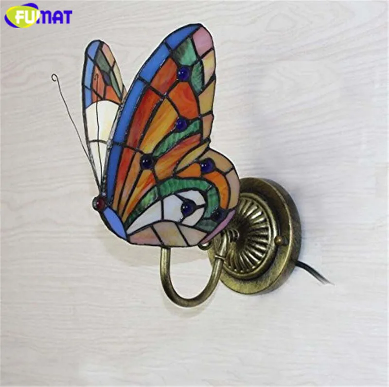 4Butterfly Stained Glass Tiffany Wall Sconce Lighting Fixture