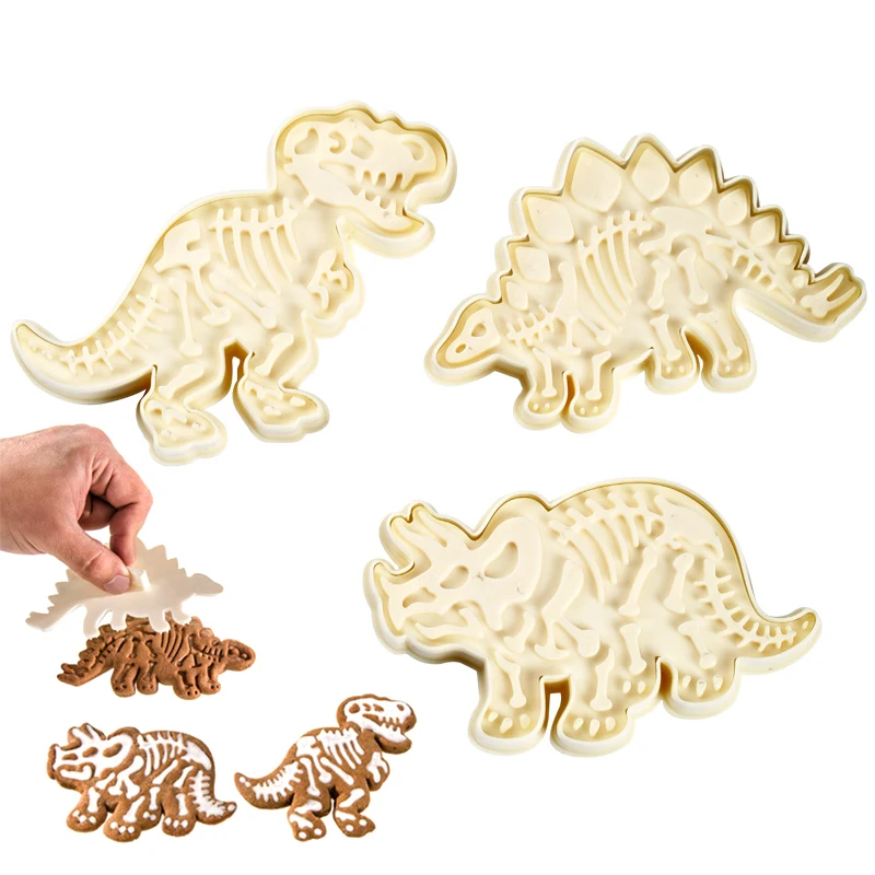 

Bakeware Tools Biscuits Mould Creative Cookie Cutters 3PCS/Set Plastic Kitchen Accessories Baking Dinosaur Shaped Food Grade